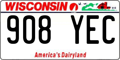 WI license plate 908YEC