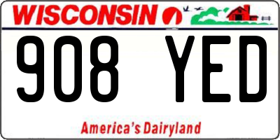 WI license plate 908YED