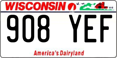 WI license plate 908YEF