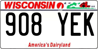 WI license plate 908YEK