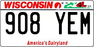 WI license plate 908YEM