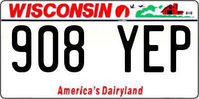 WI license plate 908YEP