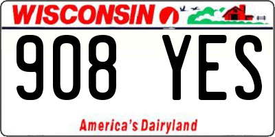 WI license plate 908YES