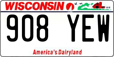 WI license plate 908YEW