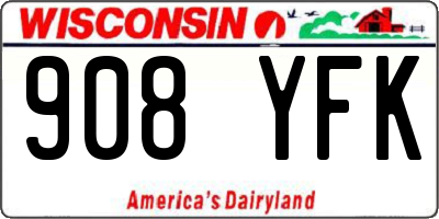 WI license plate 908YFK