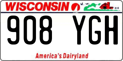 WI license plate 908YGH