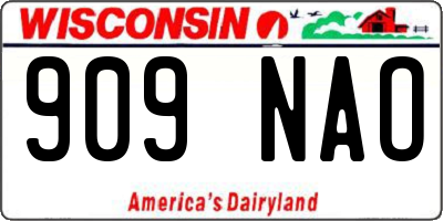 WI license plate 909NAO