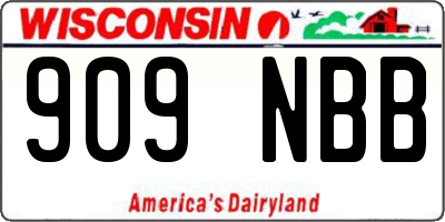 WI license plate 909NBB