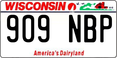 WI license plate 909NBP