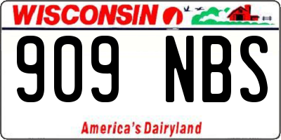 WI license plate 909NBS