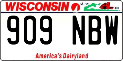WI license plate 909NBW