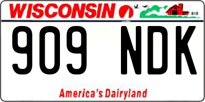 WI license plate 909NDK