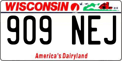 WI license plate 909NEJ