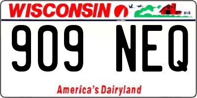 WI license plate 909NEQ