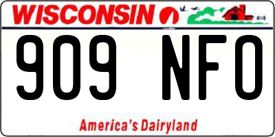 WI license plate 909NFO