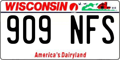 WI license plate 909NFS