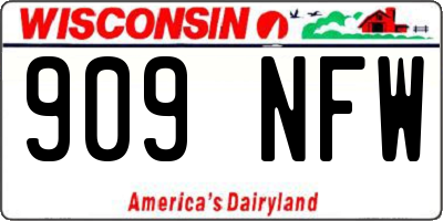 WI license plate 909NFW