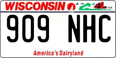 WI license plate 909NHC