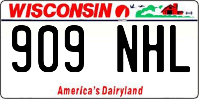 WI license plate 909NHL