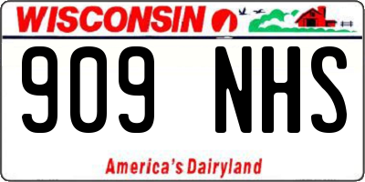 WI license plate 909NHS
