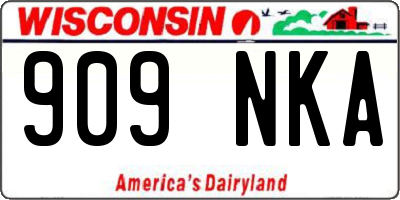 WI license plate 909NKA