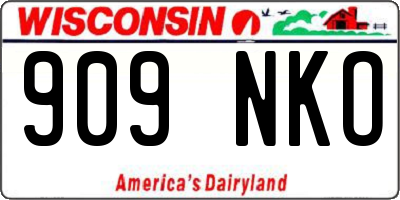 WI license plate 909NKO
