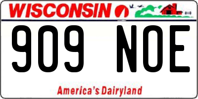 WI license plate 909NOE