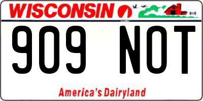WI license plate 909NOT