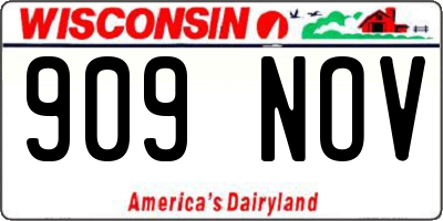 WI license plate 909NOV