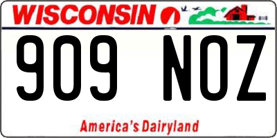 WI license plate 909NOZ