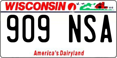 WI license plate 909NSA