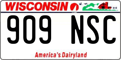 WI license plate 909NSC