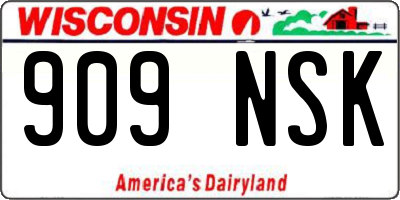 WI license plate 909NSK