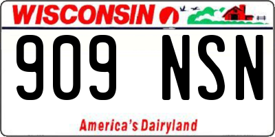 WI license plate 909NSN