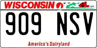 WI license plate 909NSV