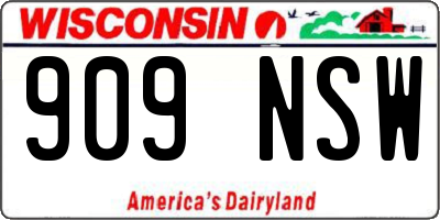 WI license plate 909NSW