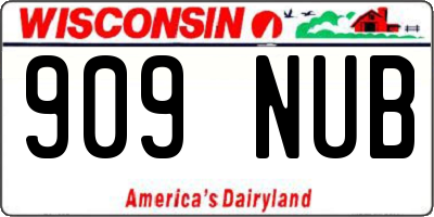 WI license plate 909NUB
