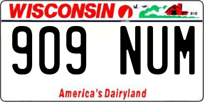 WI license plate 909NUM