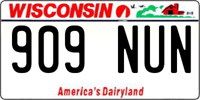 WI license plate 909NUN