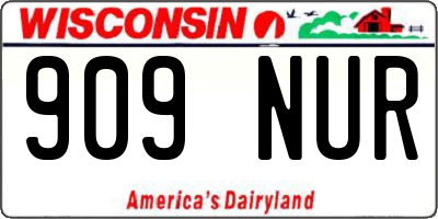 WI license plate 909NUR