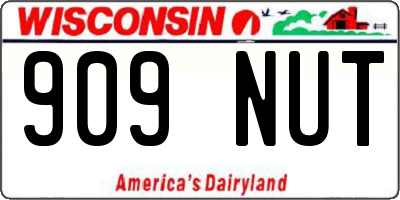WI license plate 909NUT