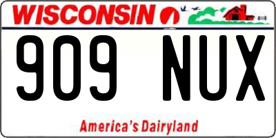 WI license plate 909NUX