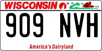 WI license plate 909NVH