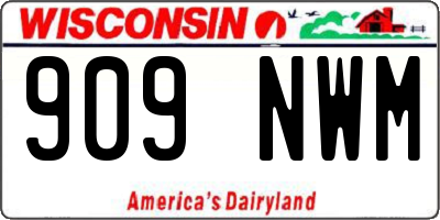 WI license plate 909NWM