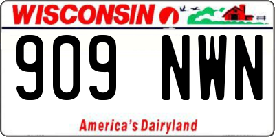WI license plate 909NWN