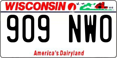 WI license plate 909NWO