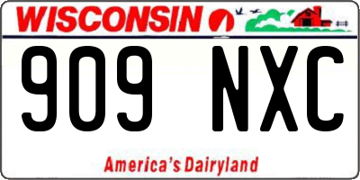 WI license plate 909NXC