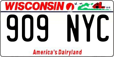 WI license plate 909NYC