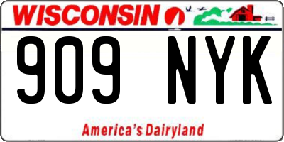 WI license plate 909NYK
