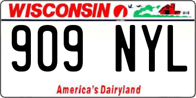 WI license plate 909NYL